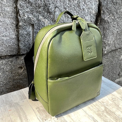 <50%OFFSALE> 毎日の通勤通学にピッタリな 牛革リュック（本革）GREEN 6枚目の画像