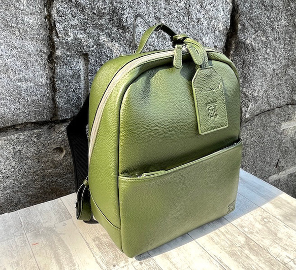 <50%OFFSALE> 毎日の通勤通学にピッタリな 牛革リュック（本革）GREEN 6枚目の画像