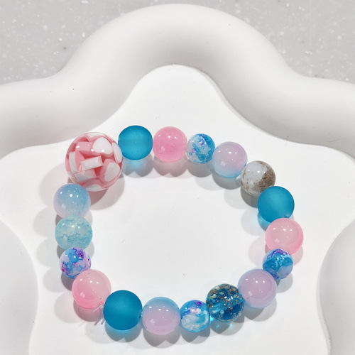 ͜· ꕤ︎︎ 青ピンクの海 (配信 DIY JOJO ビーズ) ブレスレット shoco