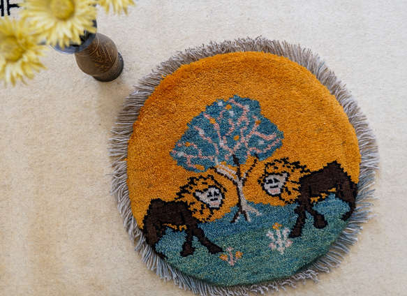 40×40cm ペルシャ絨毯 手織りギャッベ アマレ族 ギャベ 40×40cm【ペルシャ絨毯 手織りギャッベ】アマレ族ギャッベ