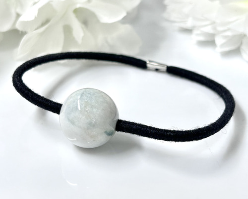 青翡翠（ヒスイ） 約18mm 天然石ヘアアクセサリー 誕生石 天然石