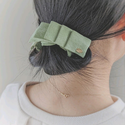 【新色】本革♡スエード　大人のためのデフトバン〜スティック〜　フリルリボン　春　夏　オフィス　新生活　 5枚目の画像