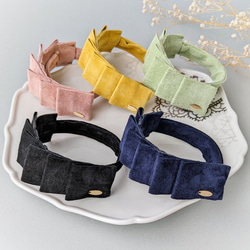 【新色】本革♡スエード　大人のためのデフトバン〜スティック〜　フリルリボン　春　夏　オフィス　新生活　 2枚目の画像