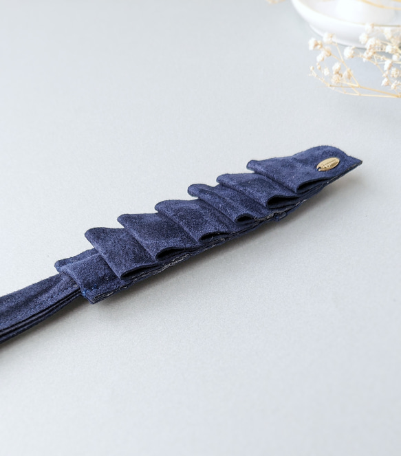 【新色】本革♡スエード　大人のためのデフトバン〜スティック〜　フリルリボン　春　夏　オフィス　新生活　 8枚目の画像