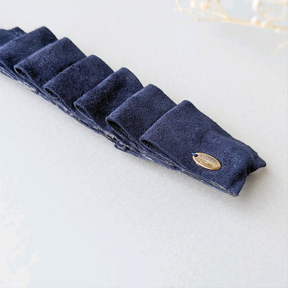 【新色】本革♡スエード　大人のためのデフトバン〜スティック〜　フリルリボン　春　夏　オフィス　新生活　 7枚目の画像