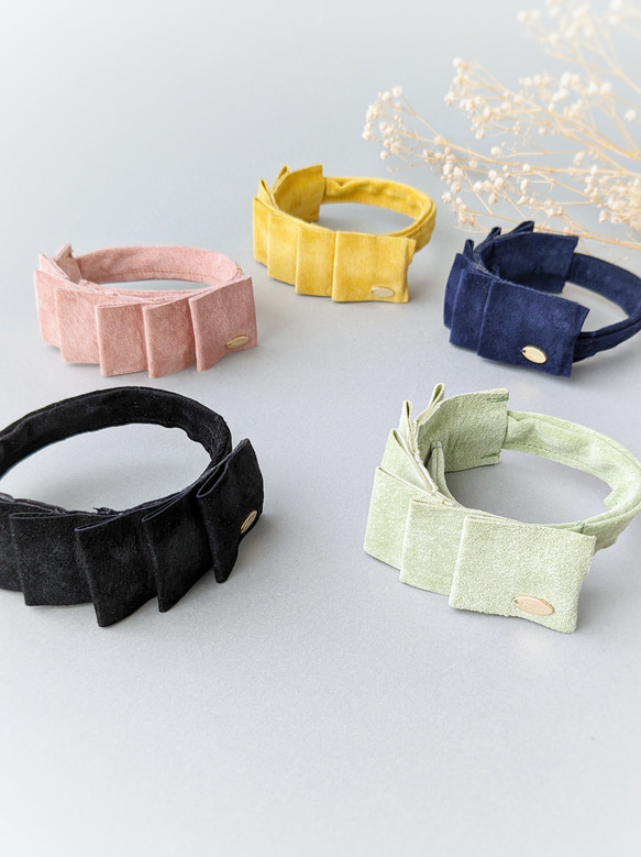 【新色】本革♡スエード　大人のためのデフトバン〜スティック〜　フリルリボン　春　夏　オフィス　新生活　 4枚目の画像