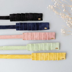 【新色】本革♡スエード　大人のためのデフトバン〜スティック〜　フリルリボン　春　夏　オフィス　新生活　 3枚目の画像