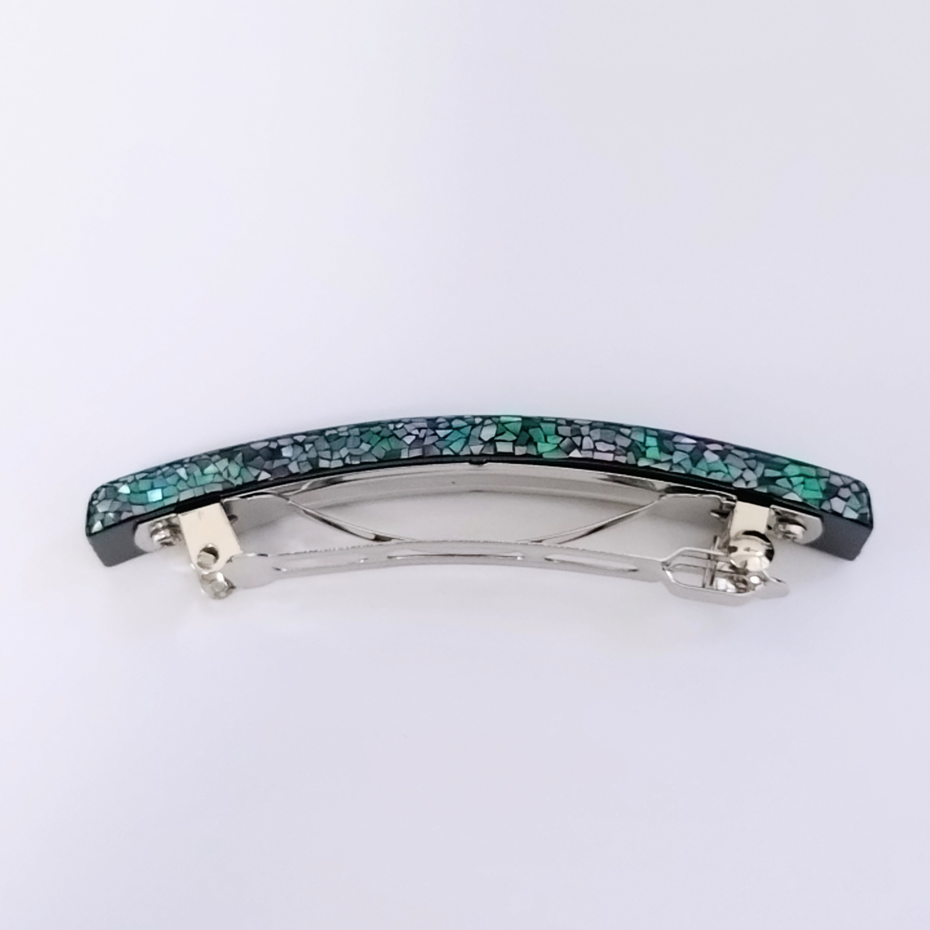 漆塗り螺鈿バレッタ　彩り　雪