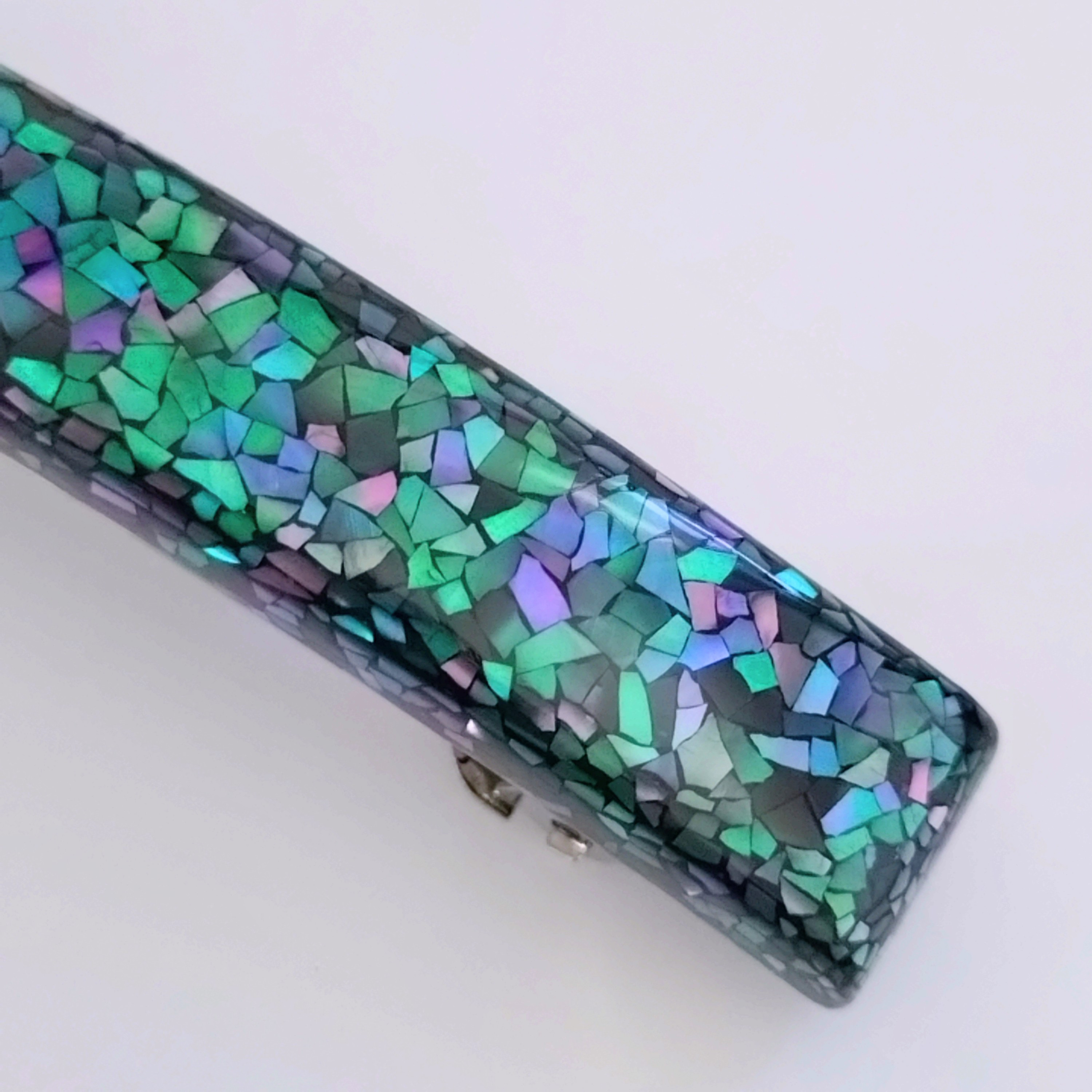 漆塗り螺鈿バレッタ　彩り　雪