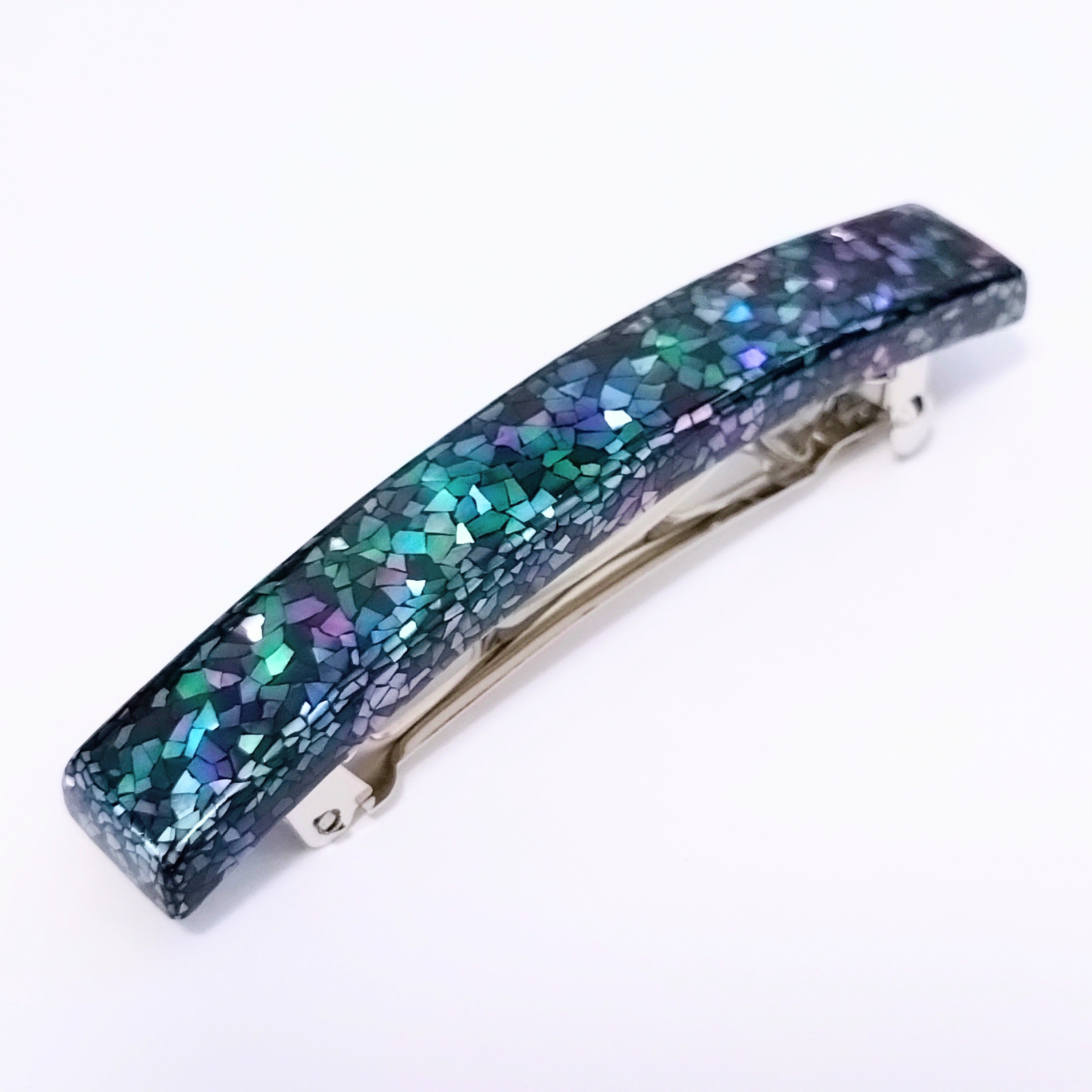 漆塗り螺鈿バレッタ　彩り　雪