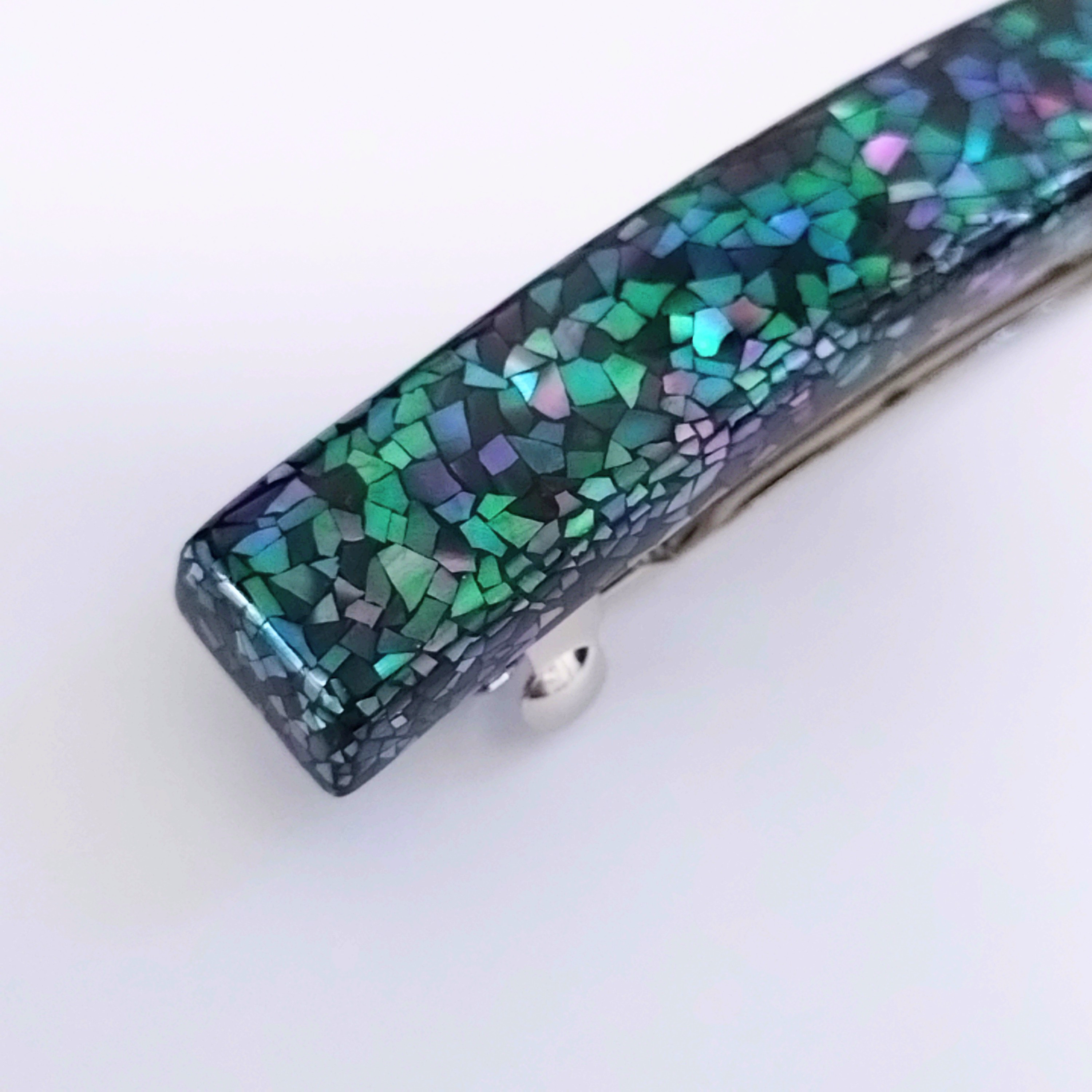 漆塗り螺鈿バレッタ　彩り　雪