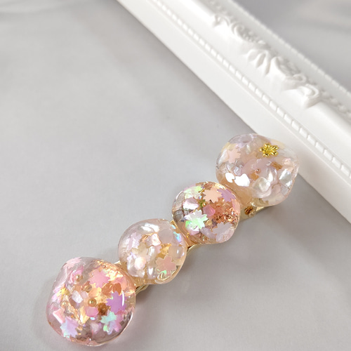 レジンヘアゴム 桜　シェル　春　ラインストーン　キラキラ レジンヘアゴム 桜 シェル 春 ラインストーン キラキラ