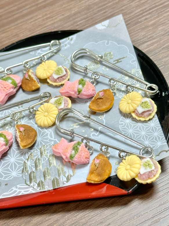 【訳あり】桜の和菓子いろいろブローチピン 6枚目の画像