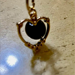 モリオン黒水晶　アレルギー対応チェーン　キュービックジルコニアの華やかなストーンフレーム 3枚目の画像