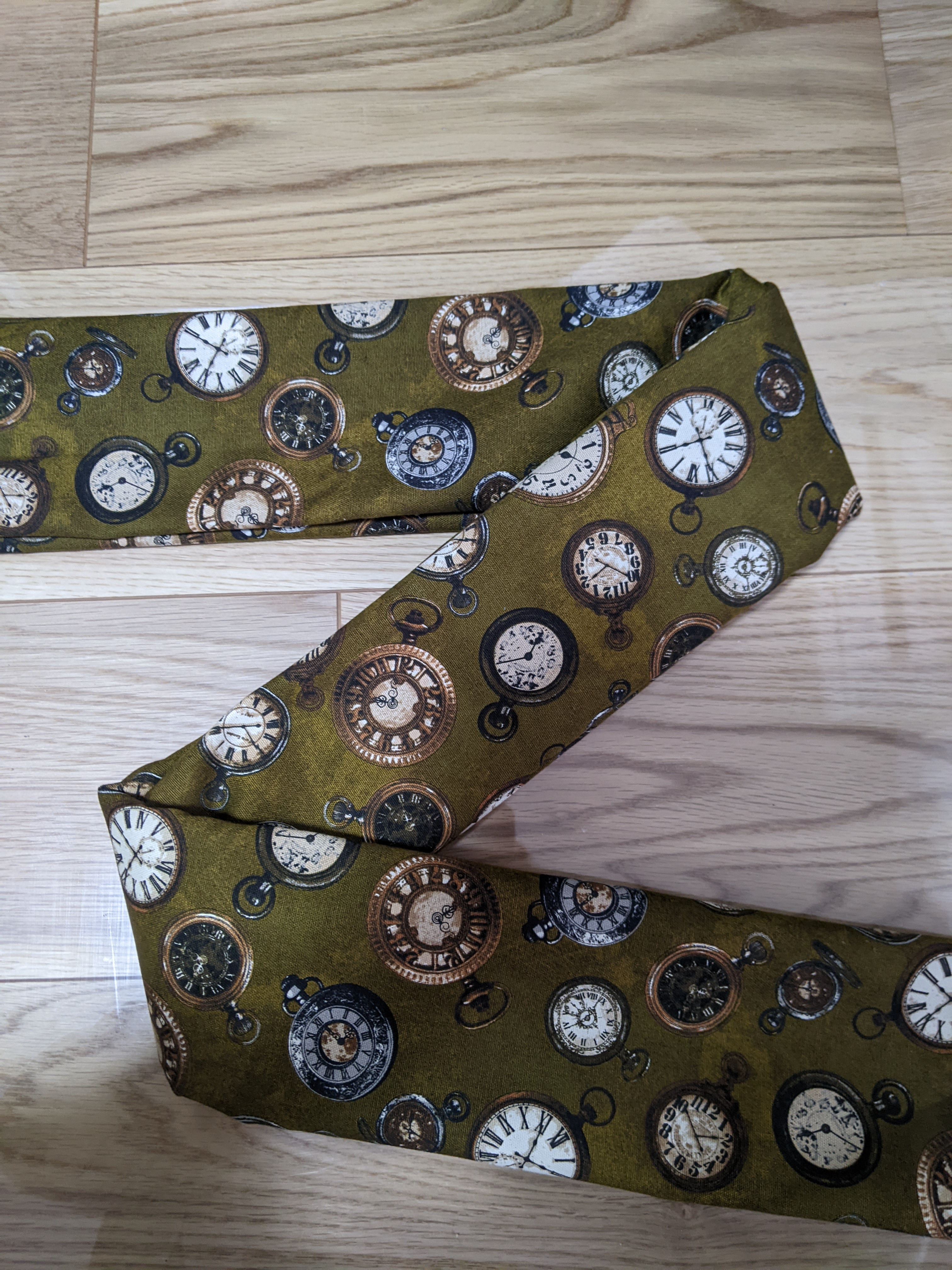 アンティーク懐中時計柄 メンズ帯＆半衿セット【在庫限り】