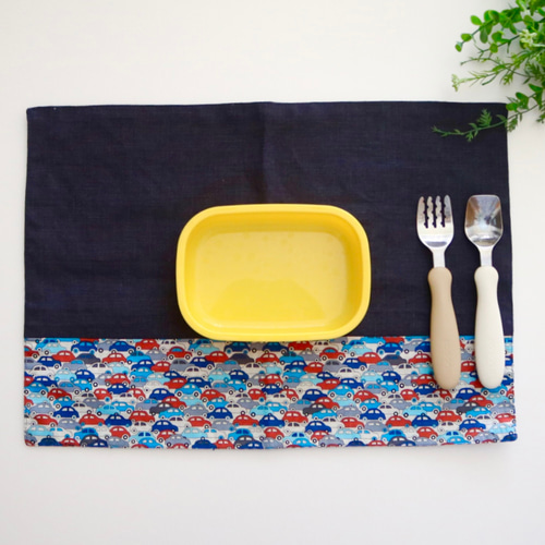 ランチョン マット ネイビー×トリコロールカラー クルマ柄 リバティ  