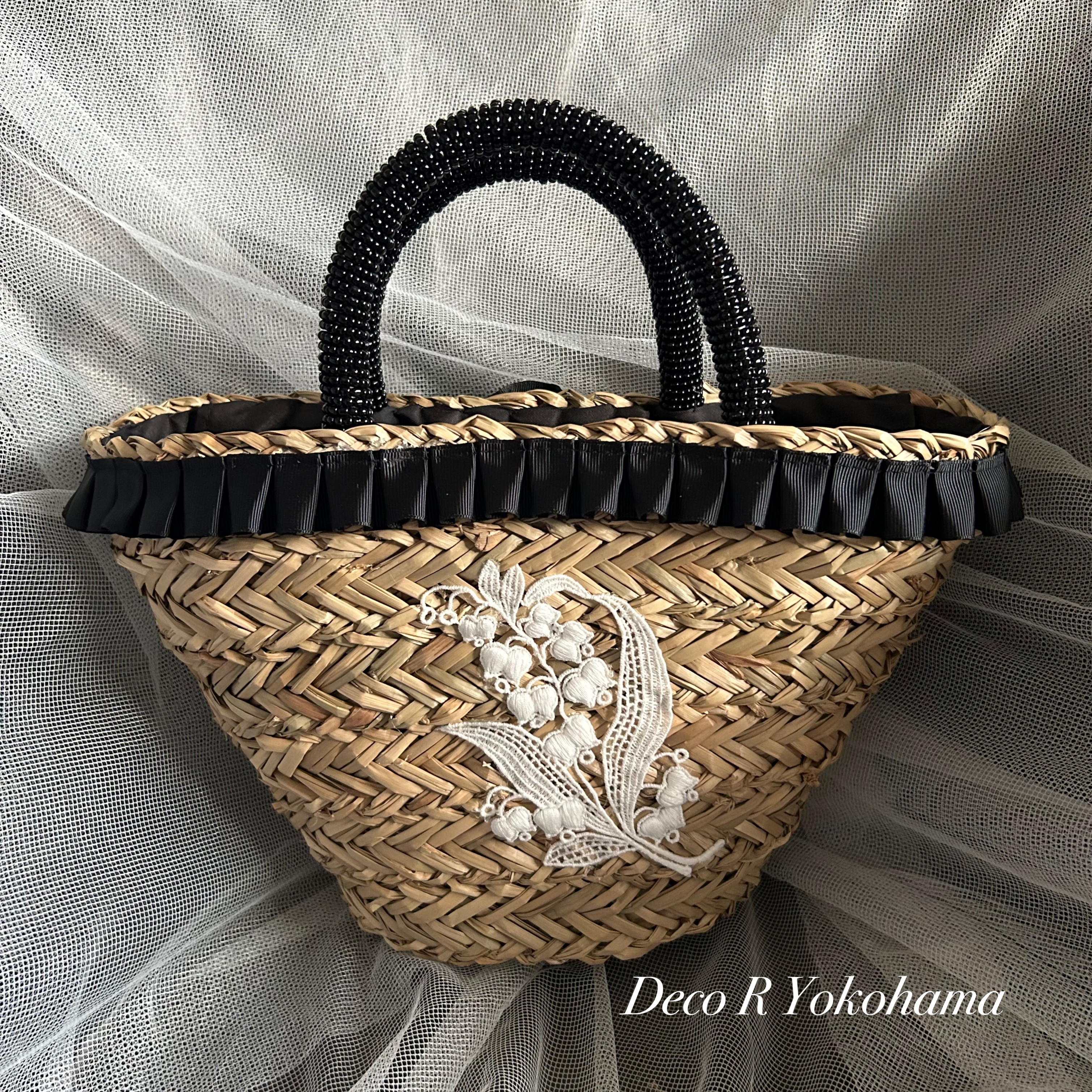 レース刺繍、すずらんかごバッグ miniministore かごバッグ レース ショルダーバッグ レディース