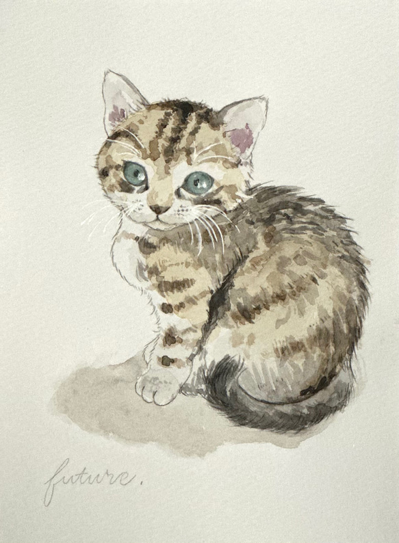 【 水彩画 】キジトラ子猫 1枚目の画像