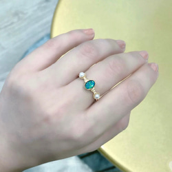 【ファンタジーナイト】天然ブラックオパール キラキラ リング レトロ ゴージャス シンプル 指輪 人工パール オーバル 15枚目の画像
