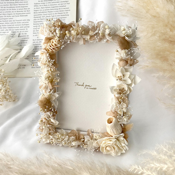 ギフト｡:+ L判 プリザーブドー×ドライフラワー フォトフレーム