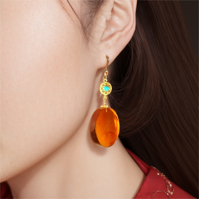 50%OFF 送料無料 ピアス 天然琥珀 イヤリング レディース 可愛い K18 高品質 ゴールド 誕生石 プレゼント