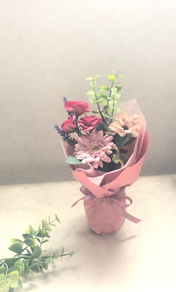 [creema]限定　母の日　花瓶付きのガーベラピンクブーケ　アーティフィシャルフラワー　 6枚目の画像