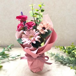 [creema]限定　母の日　花瓶付きのガーベラピンクブーケ　アーティフィシャルフラワー　 2枚目の画像