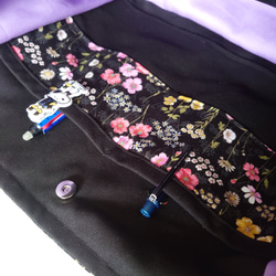 草花ボタニカル　サイドポケット　肩掛けトートバッグ 6枚目の画像