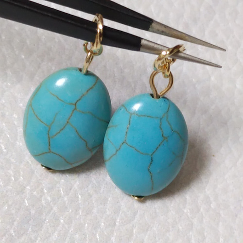 ターコイズ タンブル 18mm ピアリングチャーム ピアスチャーム ピアス  