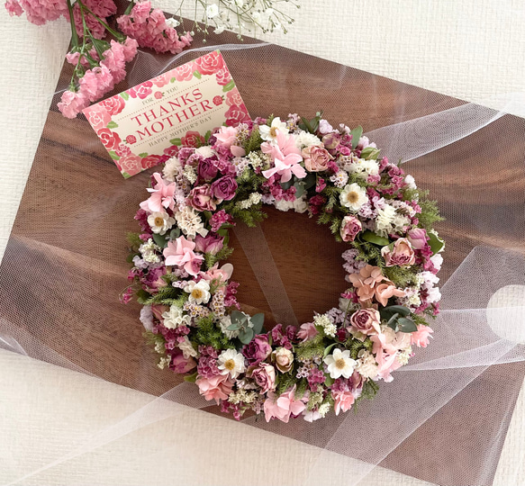 春の小花とグリーンのハーフリース 母の日のギフトにも 春の小花と