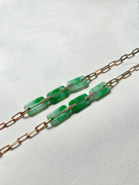 24-21 受注製作 k18金ゴールド ブレスレット ミャンマー産 天然本翡翠  