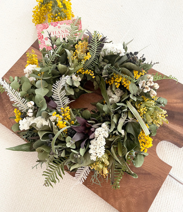 Spring 春ミモザのハーフリース20〜22cm