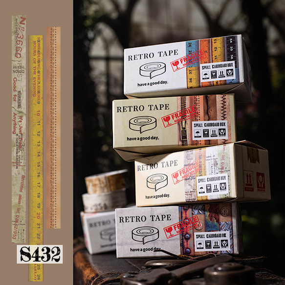 送料無料【S432コラージュ素材】海外和紙マステ　メジャー　レトロ　手帳　ジャンクジャーナル 4枚目の画像