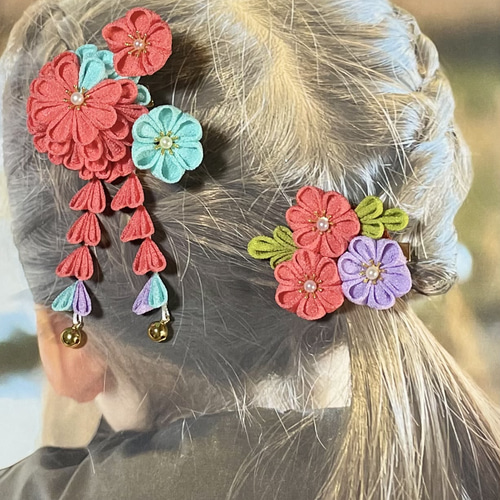 七五三 十三参り 成人式 髪飾り ヘアクリップ 下がり付 つまみ