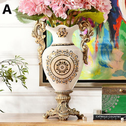 装飾 花瓶  エレガント 取っ手 台座 付き おしゃれ かわいい インテリア 花器 職人技 癒し 彩り ch-1261 2枚目の画像