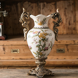 装飾 花瓶  エレガント 取っ手 台座 付き おしゃれ かわいい インテリア 花器 職人技 癒し 彩り ch-1261 6枚目の画像
