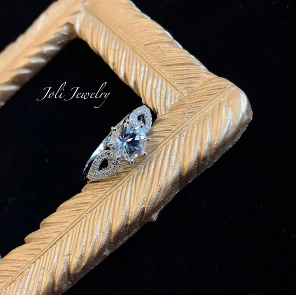 天然ホワイトクリスタル 八角形 ハート キラキラ リング レトロ ゴージャス 指輪 ラグジュアリー 白水晶 14枚目の画像