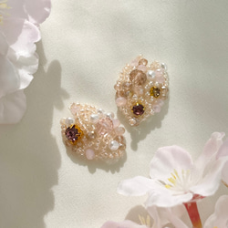 限定一点物【Cherry blossom】ジュエリー刺繍耳飾り　桜 2枚目の画像