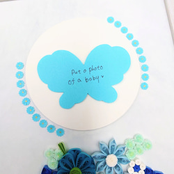 赤ちゃん誕生のお祝いにクイリングのお花が可愛い命名紙（ブルー） 3枚目の画像