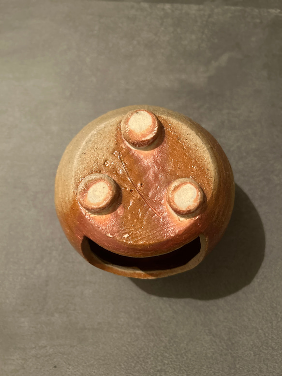 【再販】焼き締めの茶香炉　受け皿2枚付き　(アロマポット) 4枚目の画像