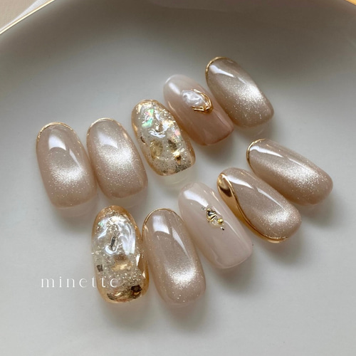 シャンパンゴールドのきらめき ︳ ネイルチップ ブライダル