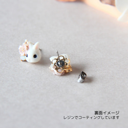 うさぎとピンクポピーピアス/イヤリング 6枚目の画像