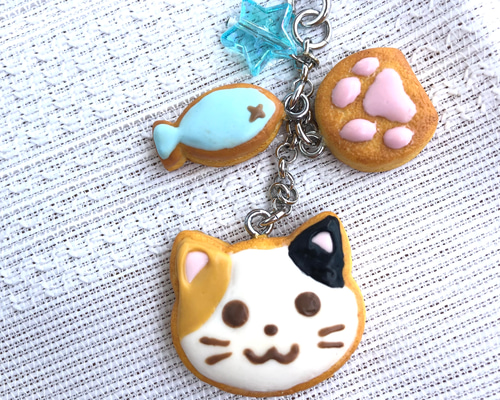 専用☆ レジン猫チャーム キーホルダー 三毛猫 白猫 茶トラ