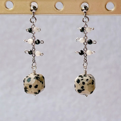 ダルメシアンジャスパーのピアスC/ピアス金具変更、イヤリングに変更