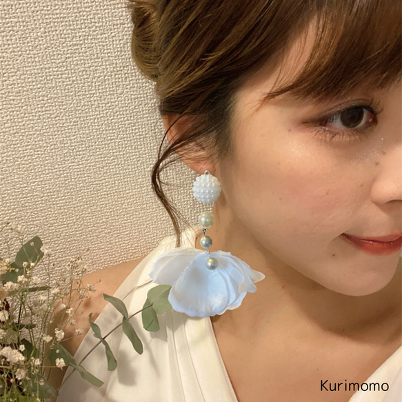 ブライダルピアス　花嫁ピアス　春ピアス　ウェディングアクセサリー　大振りピアス 2枚目の画像