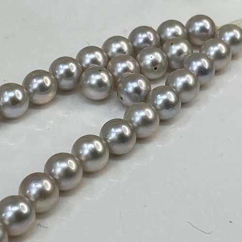 あこや真珠 ナチュラルグレー ネックレス 7mmから7.5mm 37cm 無