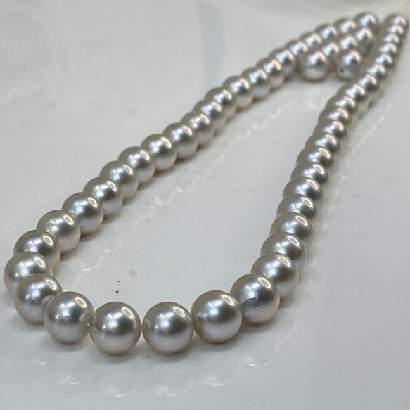 あこや真珠 ナチュラルグレー ネックレス 7mmから7.5mm 37cm 無