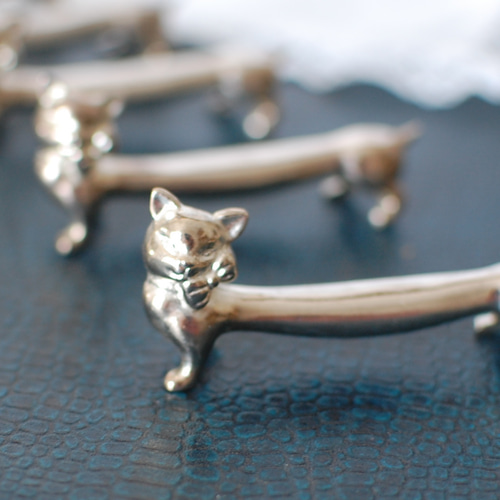 猫のナイフレスト カトラリーレスト シルバープレート 箸