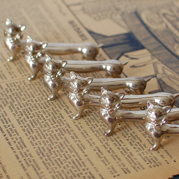 猫のナイフレスト カトラリーレスト シルバープレート 箸・箸置き