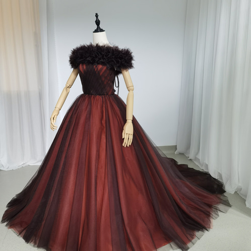 送料無料！人気上昇！ カラードレス テラコッタ色 取り外しオフ  